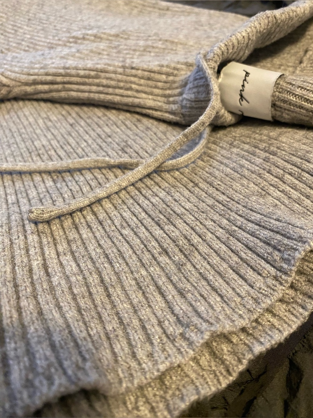Pink Rose Light Gray Knit Flare Pants - Picture 2 of 5